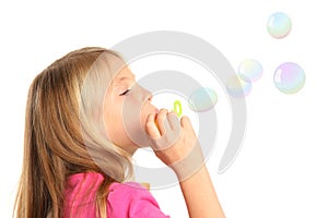 Pretty Kid Blowing Bubbles