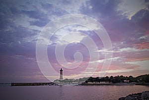 pretty landscape of Saint-Georges-de-Didonne and its famous lighthouse at sunset photo