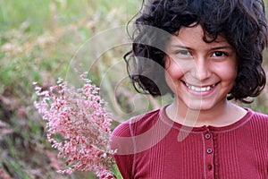 Pretty Latina with flowers