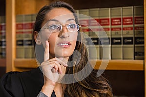 Pretty lawyer thinking in the law library