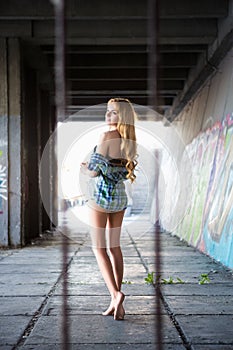 Pretty leggy blond woman