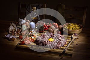 Pretty lightpainting for a typical italian meal photo