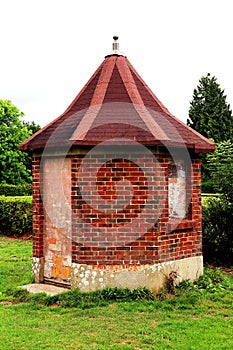 A pretty little brick hut in a park in East Grinstead.