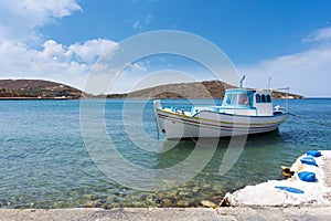 Pretty little fishing boats in the harbor of Lipsi island, Dodecanese, Greece