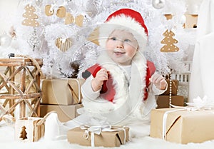 Pretty little girl dressed as Santa