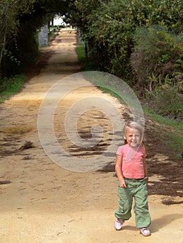 Pretty little girl walking