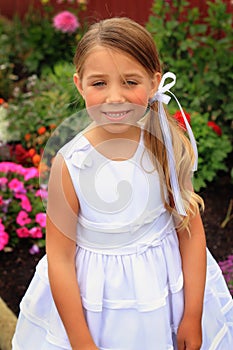 Pretty Little Girl in White Dress