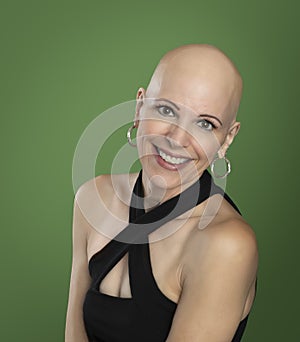 Pretty middle aged bald woman