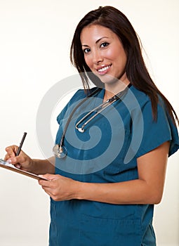 Pretty native american medical professional woman