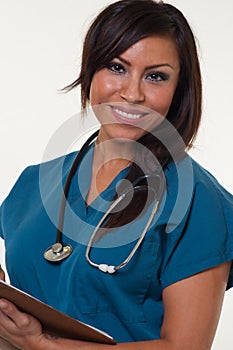 Pretty native american medical professional woman