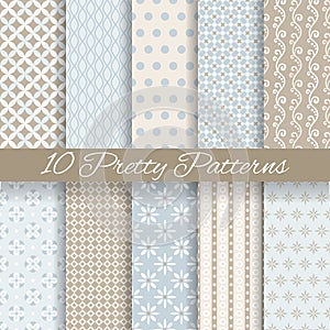 Pretty pastel vector seamless patterns (tiling,