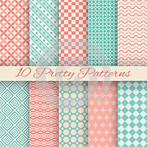 Pretty pastel vector seamless patterns (tiling,