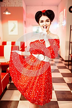 Pretty pin-up woman with make-up, vintage style