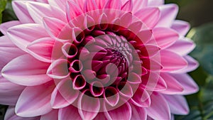 Pretty pink dahlia flower with brilliant petal pattern in macro