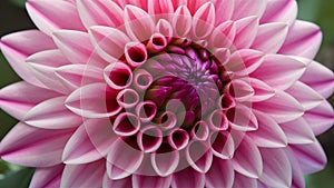 Pretty pink dahlia flower with brilliant petal pattern in macro