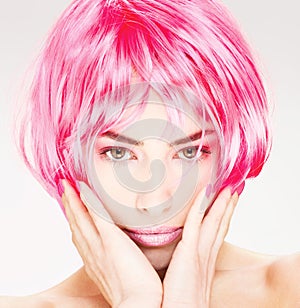 Pretty pink hair woman