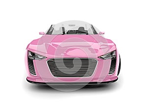 Pretty pink modern cabriolet sports car -front view beauty shot