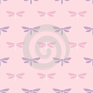 Pretty pink and purple repeat pattern whit dragonfly elements