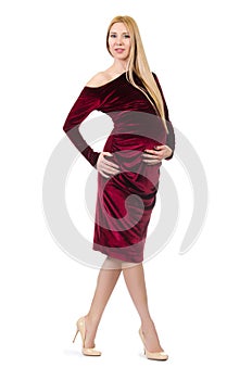 Pretty pregnant woman in red dress