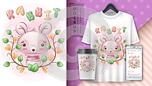 Pretty rabbit - poster and merchandising.