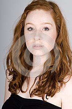 Pretty Red Headed Teenage Girl with Freckles