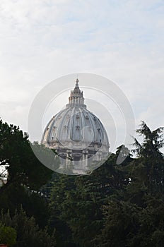 Pretty roman building in vatican city with blue skies