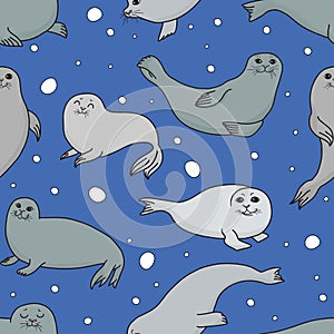 Pretty Seals seamless pattern.