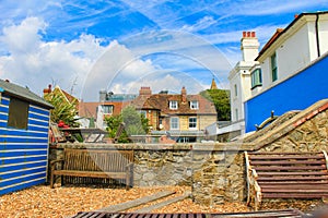 Pretty seaside houses at Folkestone town England