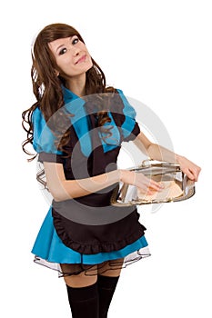 Pretty servant girl with tray