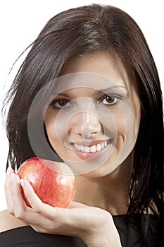 Pretty smile woman with apple