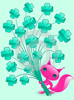 Pretty squirrel with shamrock.