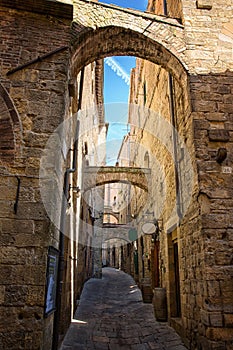 Pretty street in the ancient city of Tuscany