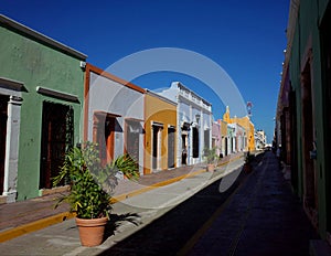 A pretty street in Campeche in Mexico