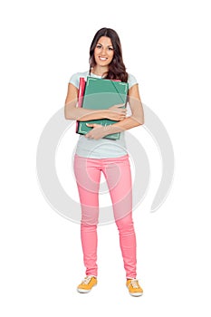 Pretty student girl with pink pants