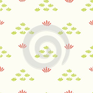 Pretty stylized flower grass pattern. Seamless repeating. Hand drawn trendy floral vector illustration.