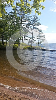 Pretty Summer View of Sebago Lake in Maine USA