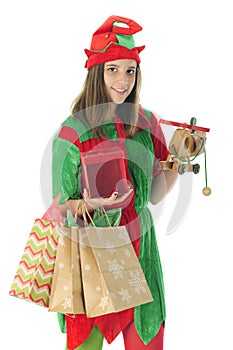 Pretty Teen Elf Carrying Gifts