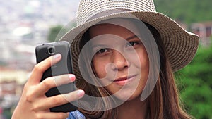 Pretty Teen Girl Taking Selfy photo