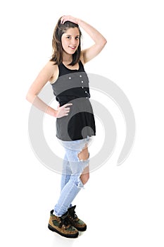 Pretty Teen in Holey Jeans photo