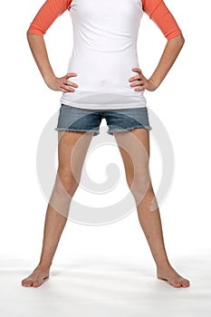 Pretty teen's flat, thin stomach