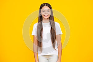 Pretty teenage girl in studio. Child girl portrait. Happy teenager portrait. Smiling girl.