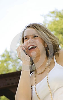 Pretty Teenage Girl talking on mobile phone