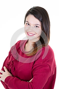 Pretty teenager girl posing smiling with folded arms