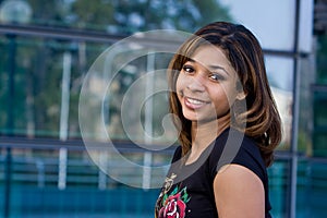 Pretty teenager girl smiling