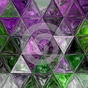 Pretty triangle purple, green and white background effect stained glass