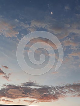 Pretty twilight sky with the crescent moon