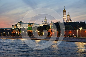 Pretty Twilight Sunset at Moscow Kremlin