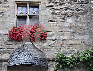 Pretty window Rochefort-en-Terre, France.