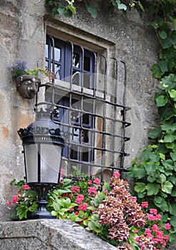 Pretty window Rochefort-en-Terre, France.