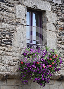 Pretty window Rochefort-en-Terre, France.